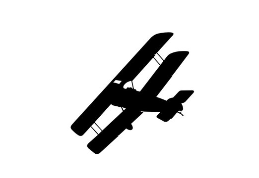 black biplane silhouette on white background clip art preview