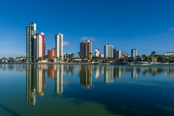 Fototapeta na wymiar Campina Grande, Paraíba, Brazil on September 2, 2021. Old dam and buildings.