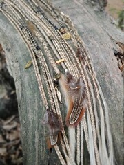 Bohemian hair accessory textured braids close up