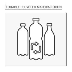  Plastic recycling line icon. Recycling plastic waste. Nature protection. Recycled materials concept. Isolated vector illustration. Editable stroke