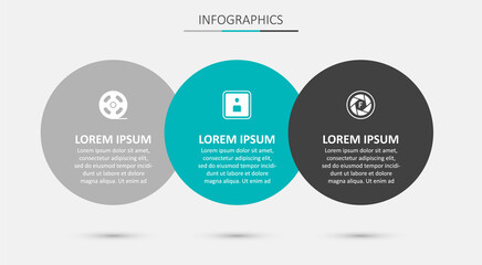 Set Play Video, Film reel and Camera shutter. Business infographic template. Vector