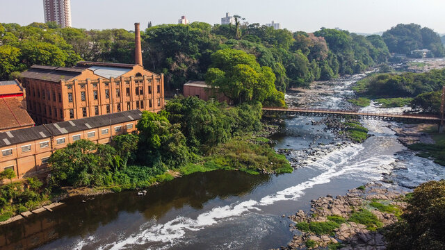 Piracicaba river aerial view
