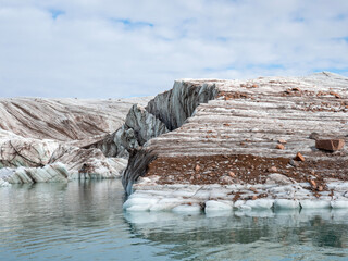 Canadian Arcitc with glaciers and sea ice and polar bears. Cold frigid region, mountains and...