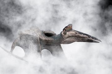  Quetzalcoatlus ,dinosaur on smoke background