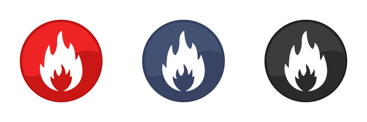 Fire icons set on white background. Illustration