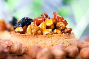 tartlets made of dough nuts and dried fruits