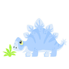 Little cute stegosaurus with bush