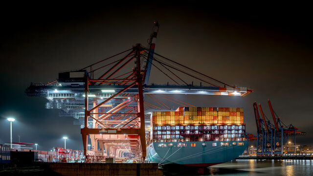 Port of Hamburg at night
