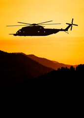 Fototapeta na wymiar American heavy lift helicopter in the flight