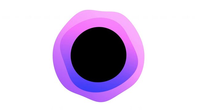 PInk and purple abstract orb frame animation with a black centre, on a white background