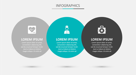 Fototapeta premium Set Male doctor, Heart rate and First aid kit. Business infographic template. Vector