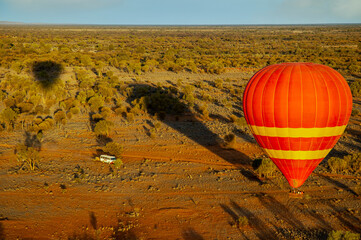 Hot air balloon over the Australian outback near Alice Springs, Northern Territory.
