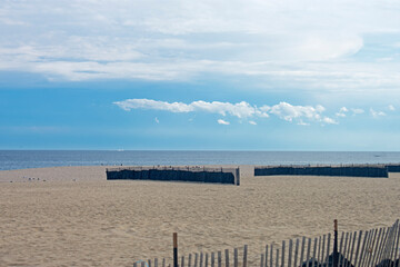 An empty beach signifying the end of the season for vacations and tourism in Point Pleasant, New Jersey -01