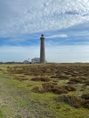Fototapeta na wymiar Der graue Leuchtturm in Skagen Dänemark 