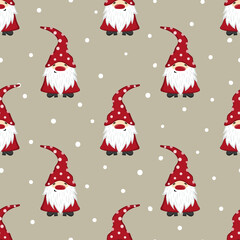Christmas pattern with cute gnomes. Wrapping paper design
