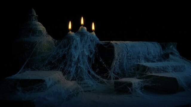 Ghost Lights Candles In Spooky Old House