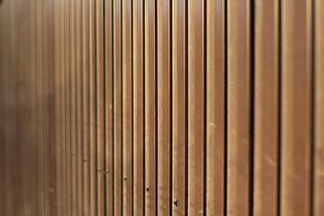 Brown steel fence. Construction fencing in detail.