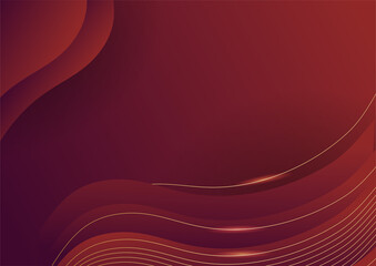 Dark red gradient background with gold shiny element decoration for presentation design. Vector illustration for banner, poster, cover template background and more