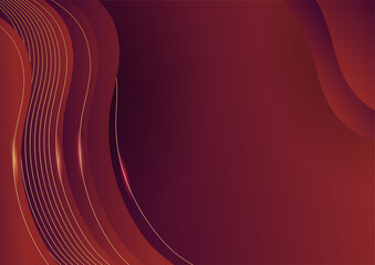 Dark red gradient background with gold shiny element decoration for presentation design. Vector illustration for banner, poster, cover template background and more