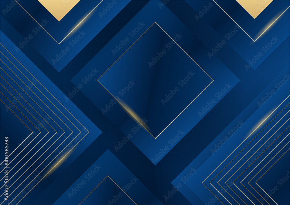 Aufkleber dark blue background with gold shiny line elements for presentation background. abstract template da