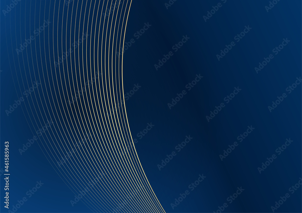Aufkleber Dark blue background with gold shiny line elements for presentation background. Abstract template dark blue luxury premium background with luxury geometric pattern and gold lighting lines