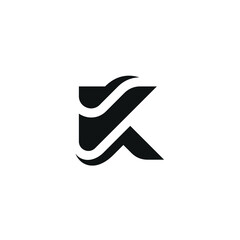 Initials Letter K Abstract Logo Design Concept, Business Symbol Icon, Unique Wavy Style Luxury Minimalist