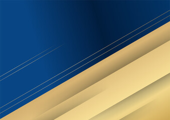 Dark blue background with gold shiny line elements for presentation background. Abstract template dark blue luxury premium background with luxury geometric pattern and gold lighting lines