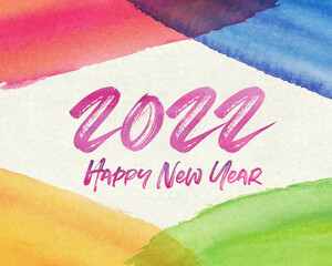 2022 happy new year. numbers watercolor style. vector linear numbers. design of greeting cards. vector illustration. Free Vector