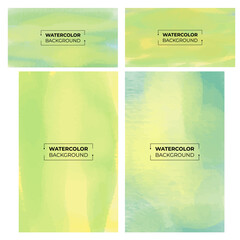 Green, cyan, and Yellow color Watercolor background texture,  Aquarelle paint paper textured stain canvas element for text design, greeting card, template. Multicolor hand-drawn illustration