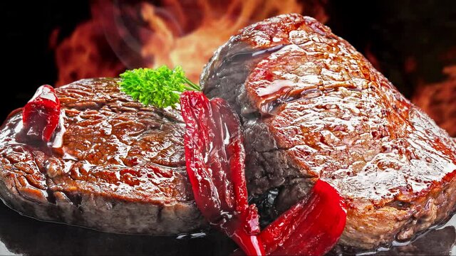 Grilled filet mignon with wine sauce