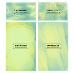 Green, cyan, and Yellow color Watercolor background texture,  Aquarelle paint paper textured stain canvas element for text design, greeting card, template. Multicolor hand-drawn illustration