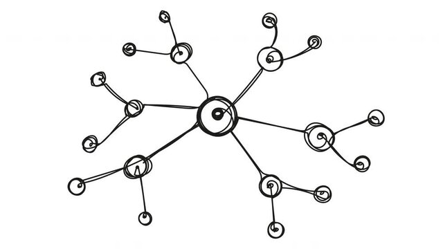 Animation of chemical compounds in one line on a white background. Stock 4k video with referral scheme. Business, relationships, pyramid, arrange, management. Circular chains for infographics.