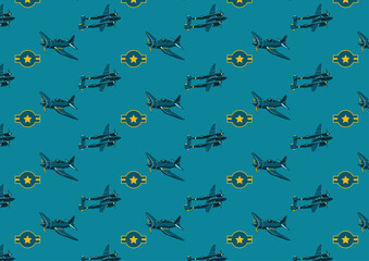 Aircraft fighter vintage pattern background
