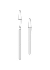 Outline Ball Pen Vector - Black and White