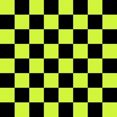 Checkerboard 8 by 8. Black and Lime colors of checkerboard. Chessboard, checkerboard texture. Squares pattern. Background.