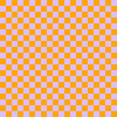 Two color checkerboard. Lavender and Orange colors of checkerboard. Chessboard, checkerboard texture. Squares pattern. Background.