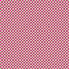 Checkerboard with very small squares. Pale Green and Deep pink colors of checkerboard. Chessboard, checkerboard texture. Squares pattern. Background.