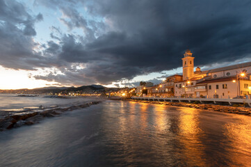 Fototapeta premium Santo Stefano al Mare, Sunset. Liguria, Italy