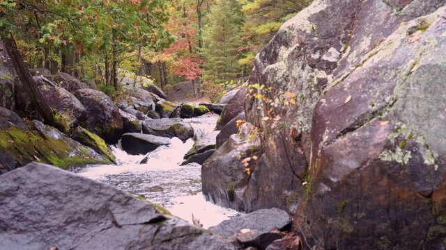 Closeup of Daves Falls in Amberg Wisconsin in October