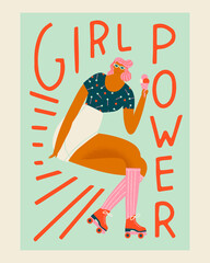 Women inspirational Vector illustration in retro style