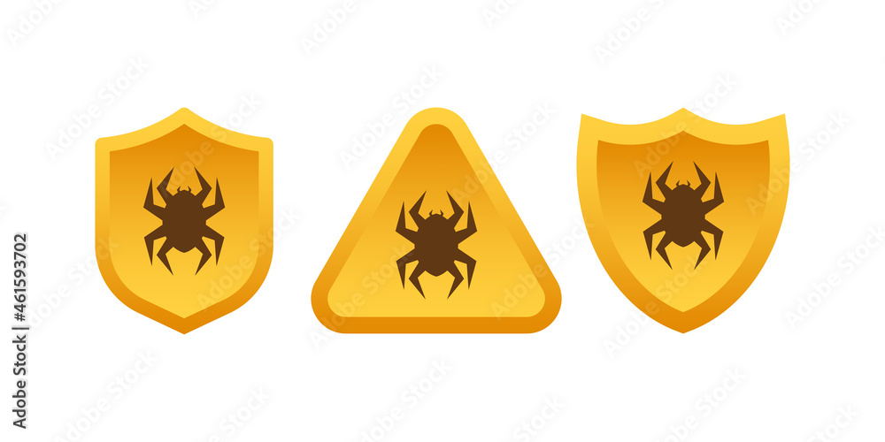 Sticker A sign of attention to the virus. Vector stock illustration.