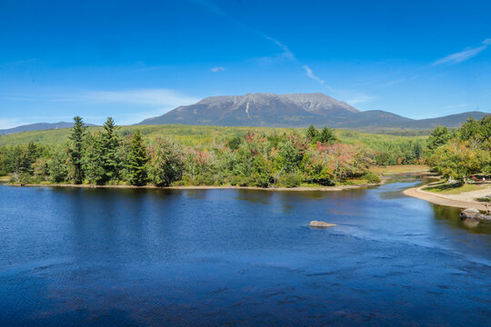 Katahdin mountain in Baxter State Park on an early fall afternoon