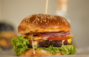 hamburger on a plate