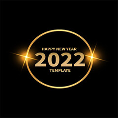 Happy new year 2022 bokeh bla ck a nd gold background celebration