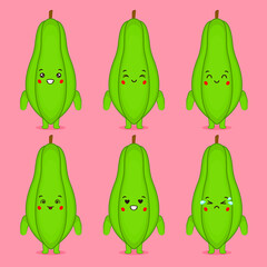 Cute Papaya with Various Expression