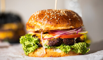 hamburger on a plate