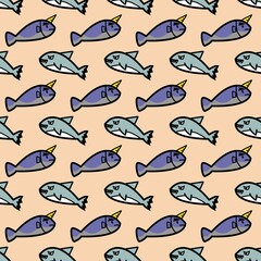 seamless pattern of cute fish cartoon