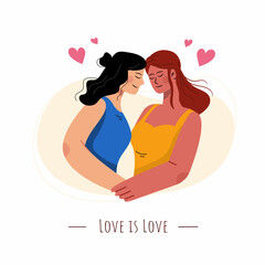 Lesbian couple in love illustration