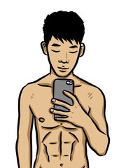 Fototapeta premium cute man cartoon on white background