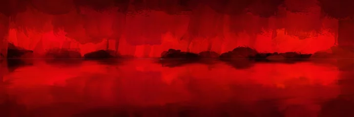 Poster Im Rahmen Abstrakte Malereikunst mit rotem Feuerlandschaftspinsel für Präsentation, Website-Hintergrund, Halloween-Poster, Wanddekoration oder T-Shirt-Design. © Fariz Ardiansyah